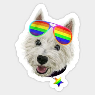 Gay Pride Westie LGBT Dog Sunglasses Sticker